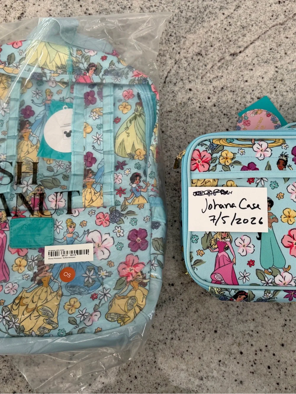 Posh Peanut Girls' Princess Floral Backpack & Lunch Bag Set - Light Blue