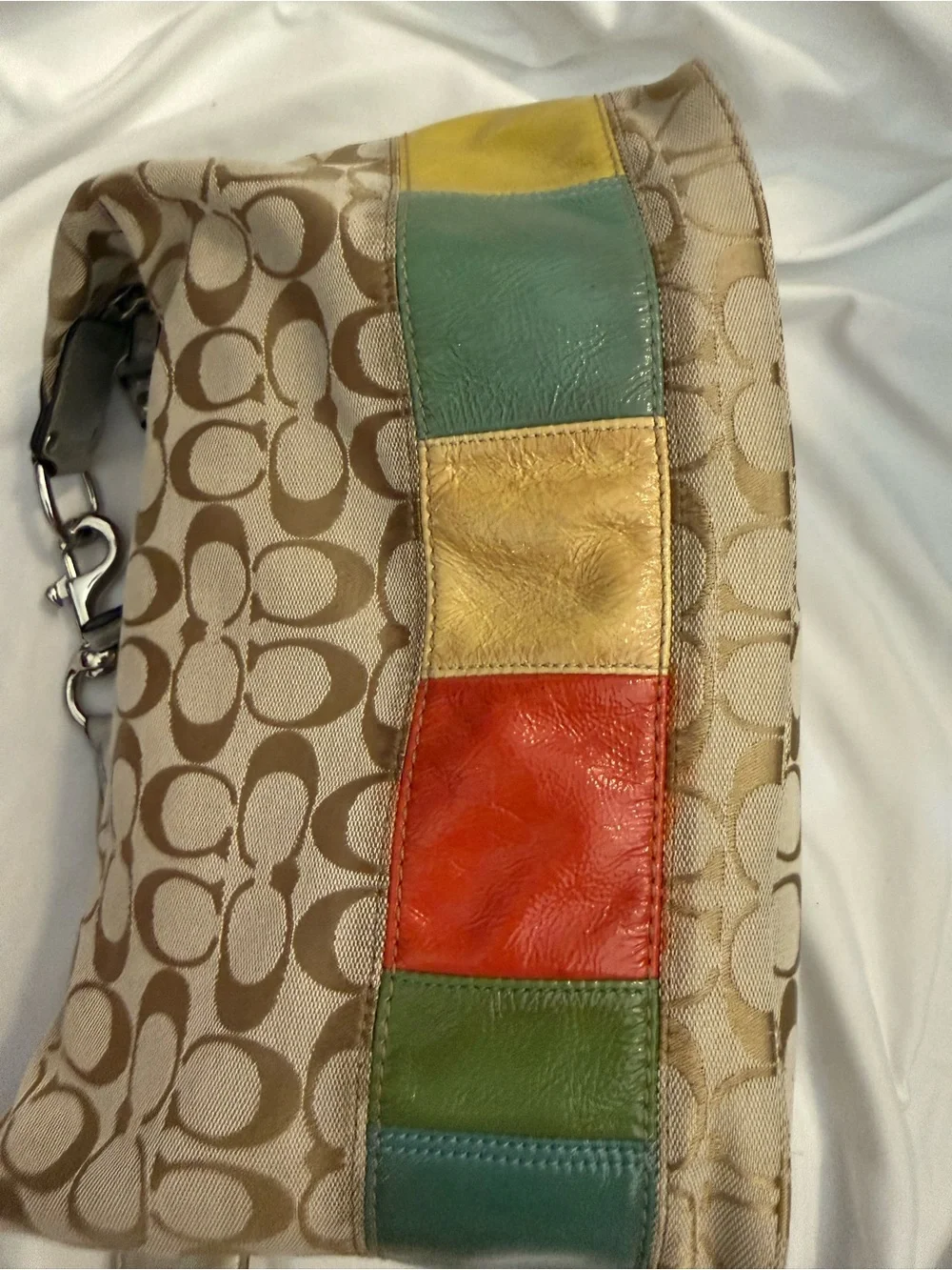 EUC Vintage Coach Gallery Signature Hobo Shoulder Bag with Multicolor Stripe