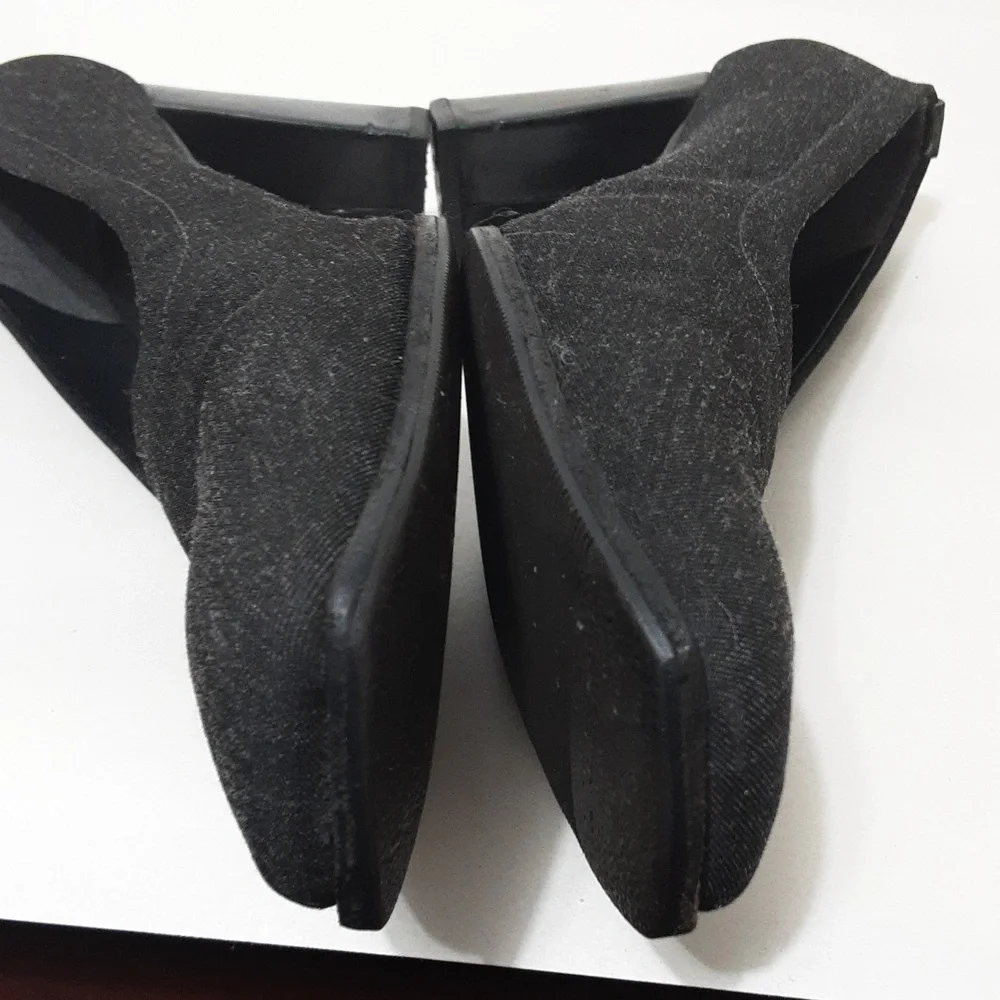 Stuart Weitzman Black Grayish Denim Platform‎ Heel