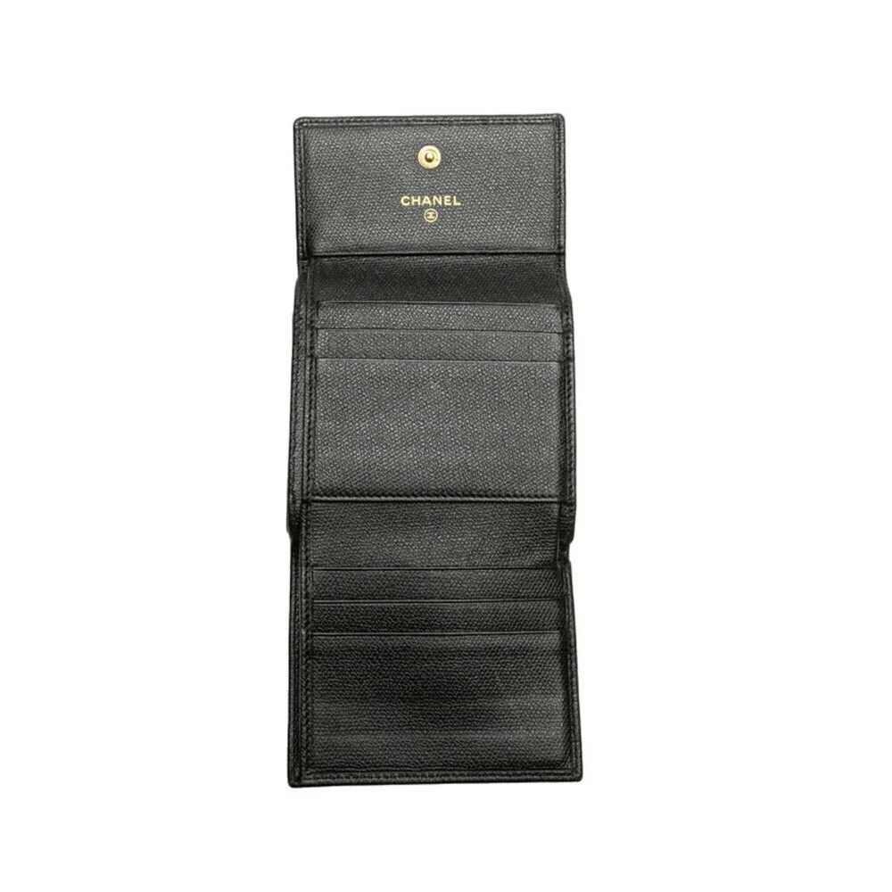 CHANEL black leather