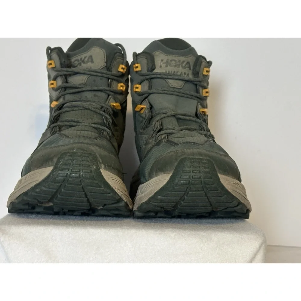 HOKA Boots Mens 11 D Anacapa Mid GTX Green Hiking Trail Running Gore Tex Vibram