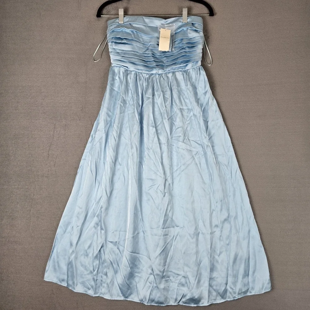Abercrombie & Fitch Dress Womens Small‎ Petite Light Blue Stain Maxi Prom NWT