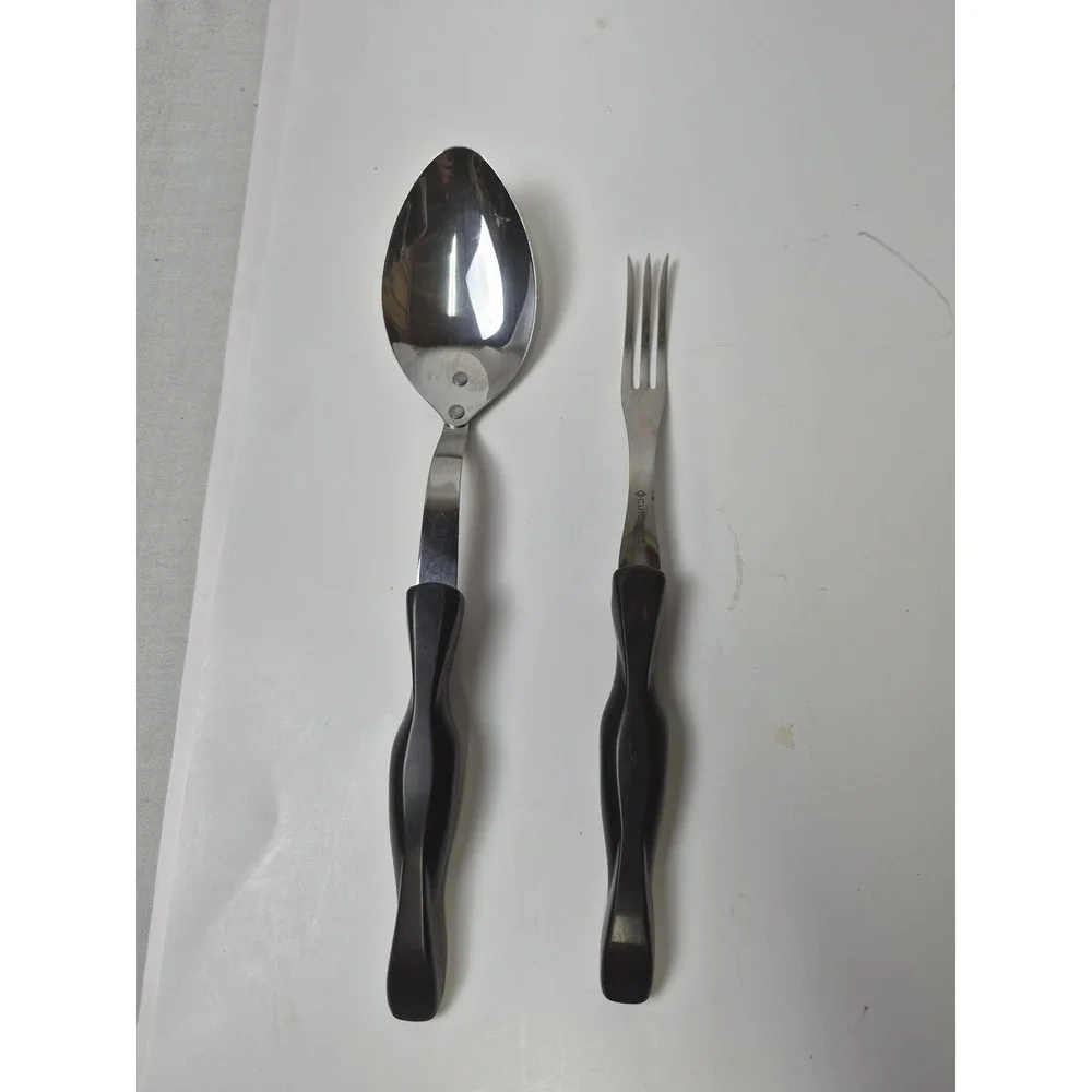 Cutco 1726 KD Serving Spoon and Fork Set Vintage Brown Classic Handle USA Made