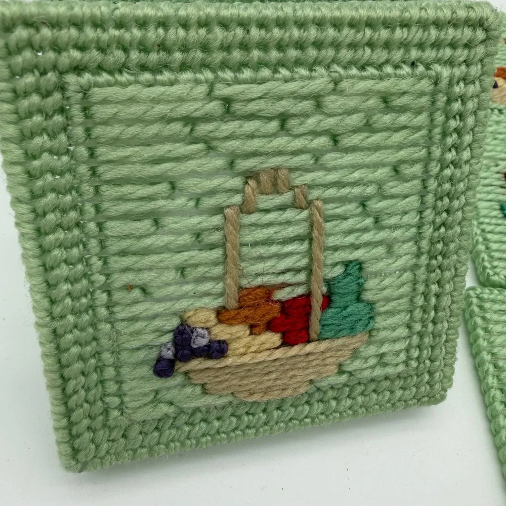 Handmade needlepoint coaster