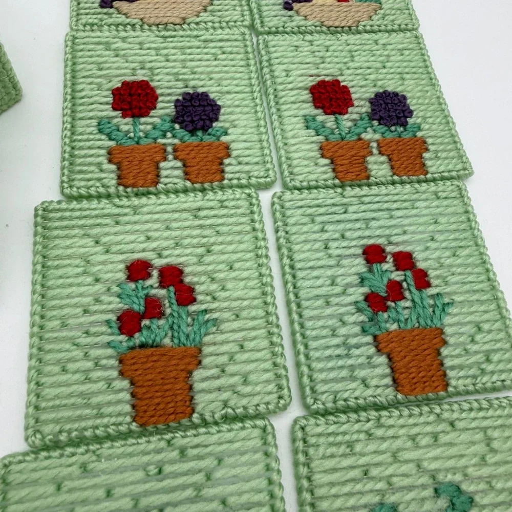 Handmade needlepoint coaster