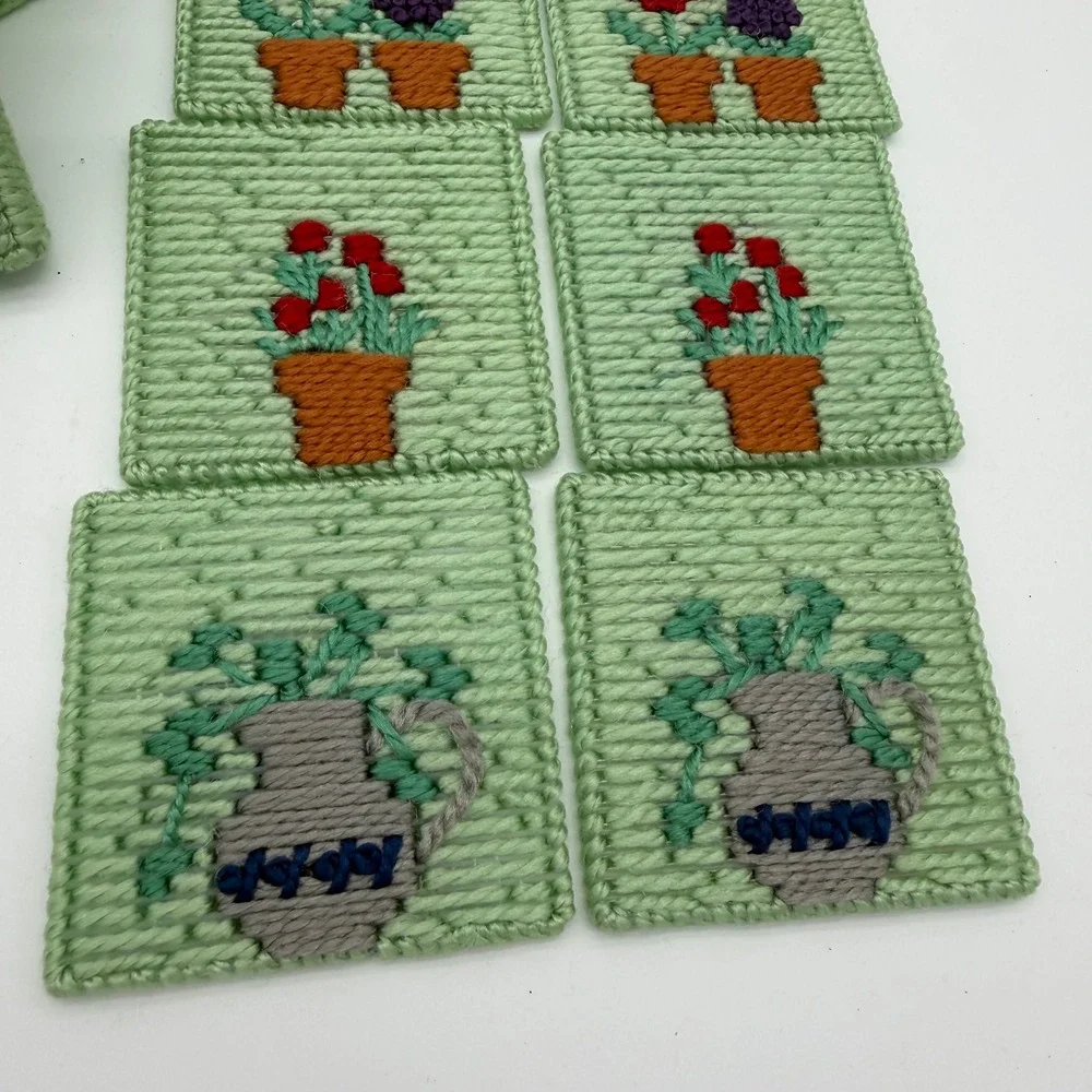 Handmade needlepoint coaster
