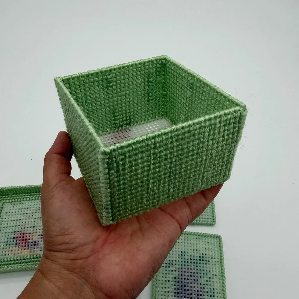 Handmade needlepoint coaster