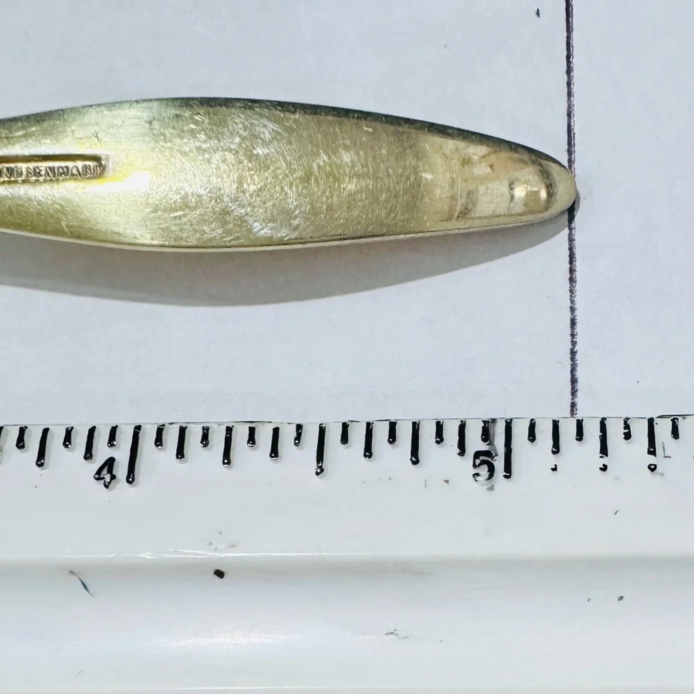 Frigast Sterling Denmark 5.2″ Guilloché Enamel Gilt Spoon — Vintage Danish MCM