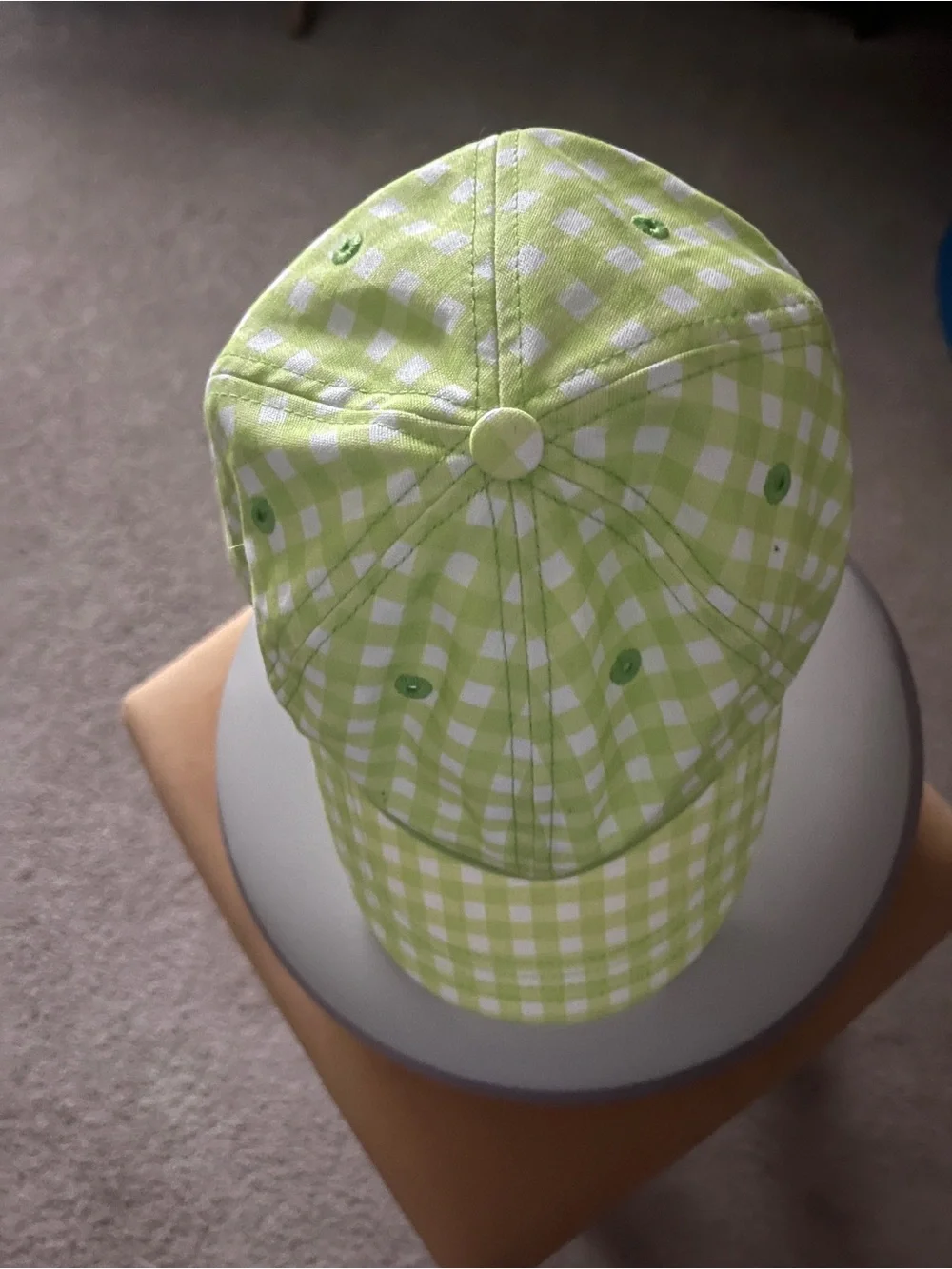 Roller Rabbit Remi Lime Green & White Gingham Cap
