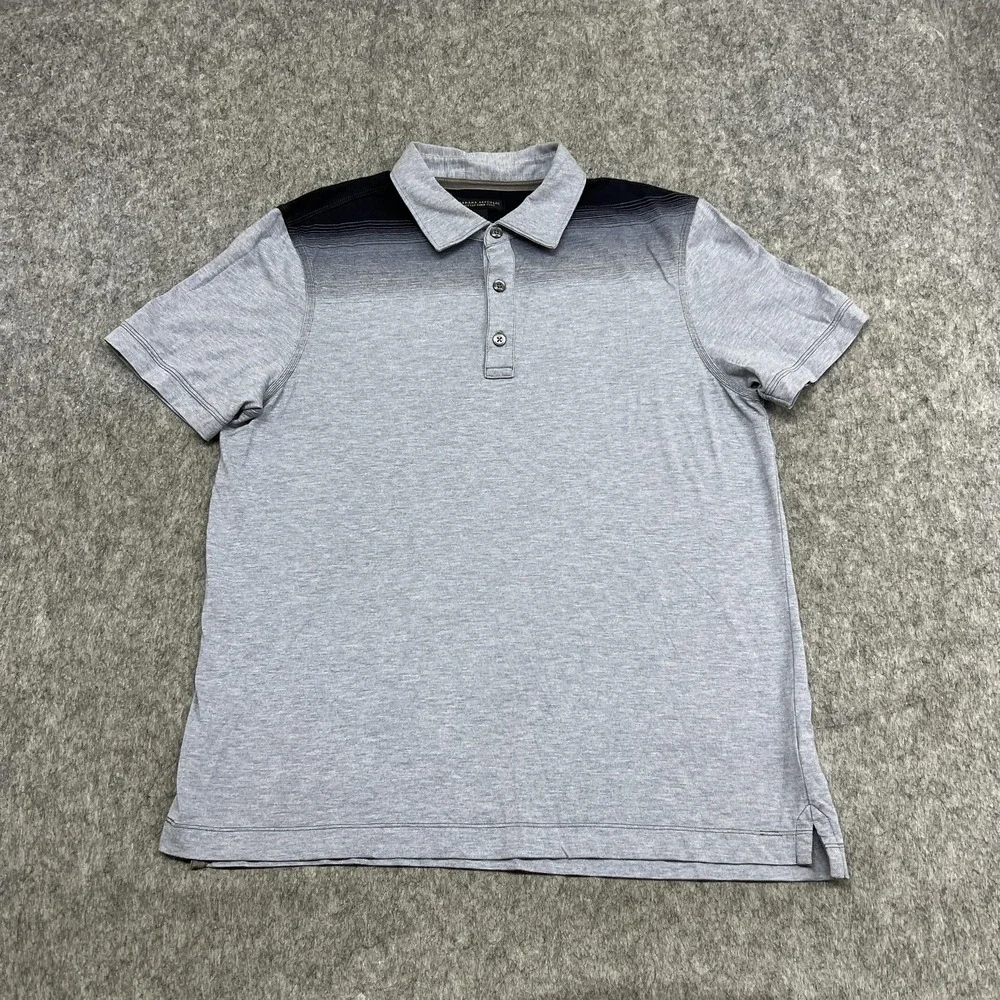 Banana Republic Polo Shirt Mens Large Gray Fitted Pima Ombre Short Sleeve Cotton