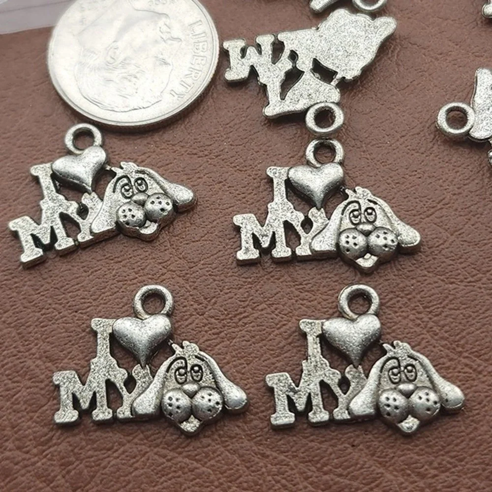 12pcs I‎ Love My Dog Charms, jewelry making