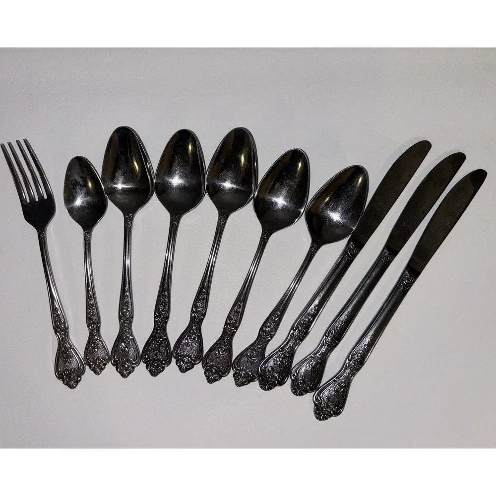 10 Piece Set Normandy Stainless Japan Floral Flatware 10‎ Piece Lot