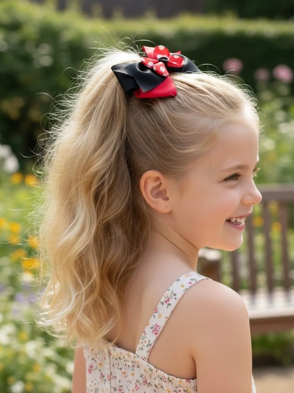 New BUNDLE of 2 Girls Minnie Mouse Hot Pink Layered‎ Bow Hair Clip Disney Parks