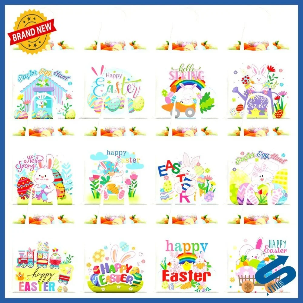 Reusable Canvas Tote Bags Easter Party Favors Spring Gift Bags Set