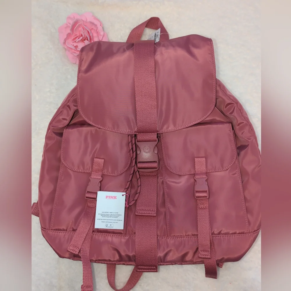 PINK Victoria's Secret Backpack Pink Begonia Soft Aesthetic Cargo Pocket NWT $60