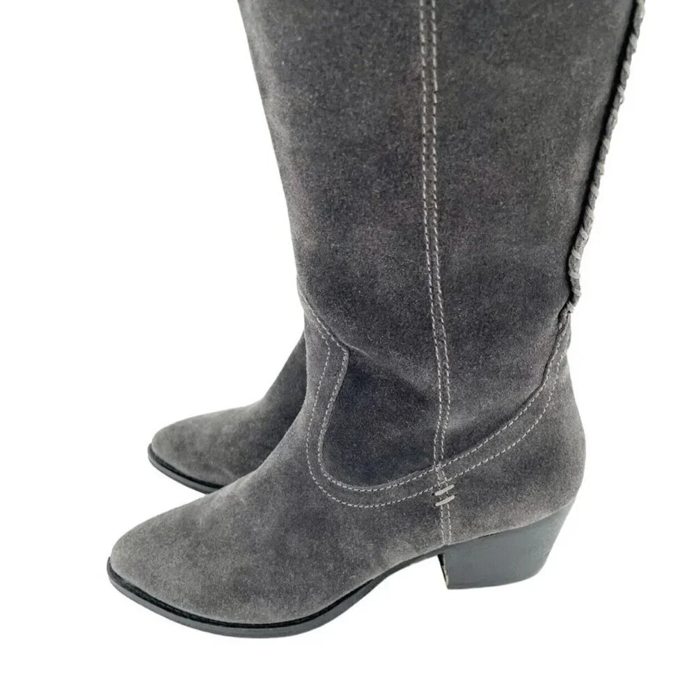 Dolce Vita Silas Grey Suede Leather Over the Knee Western Boots SZ 6 New