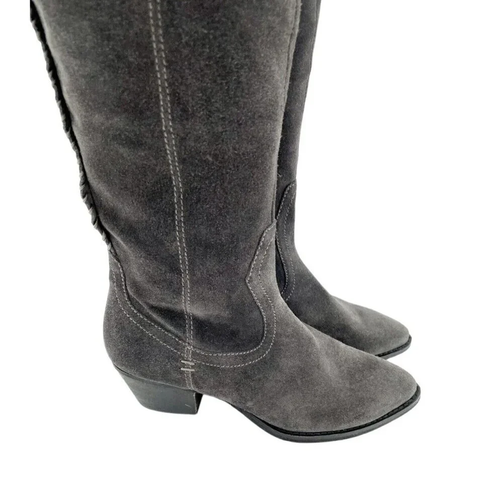 Dolce Vita Silas Grey Suede Leather Over the Knee Western Boots SZ 6 New