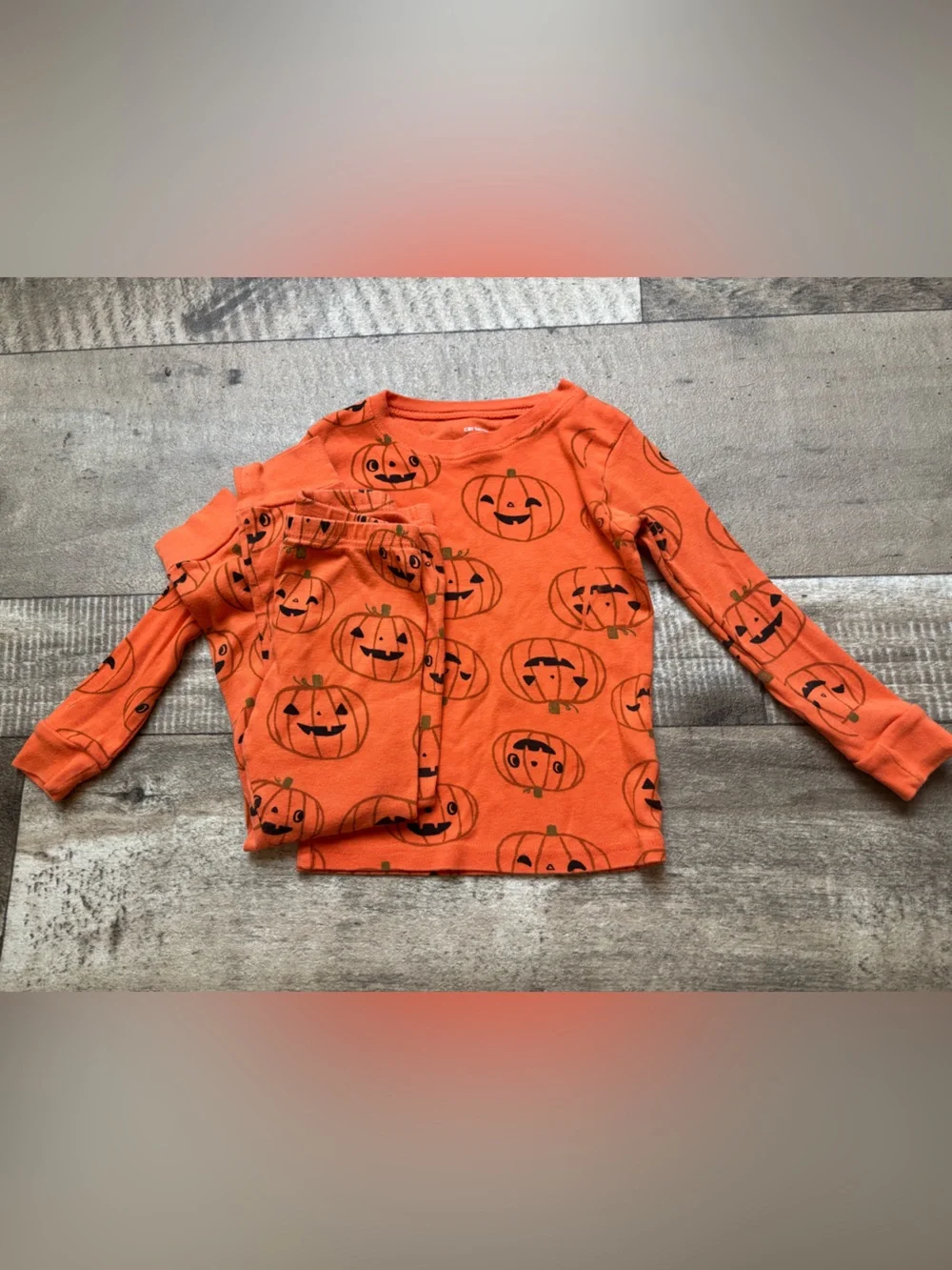 Carter's Orange Pumpkin Print Two-Piece Pajama Set