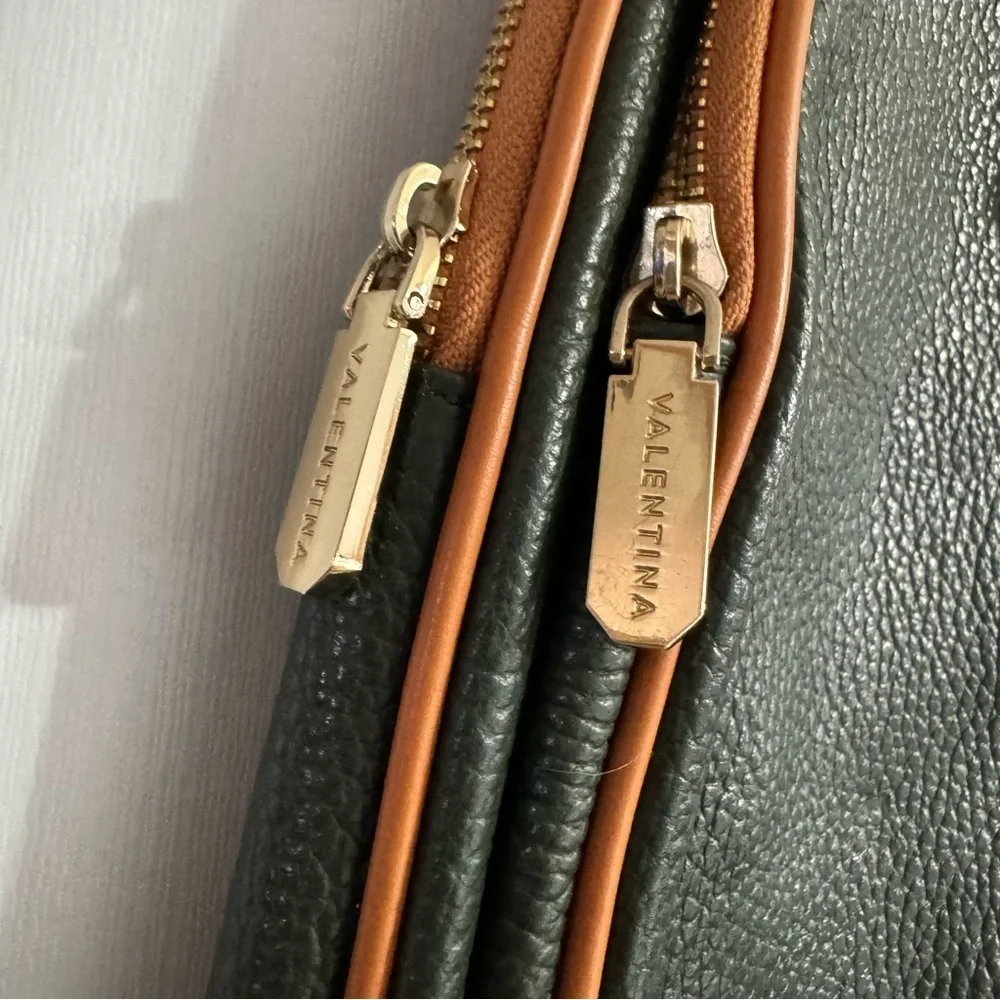Valentina Dark Green with Brown Italian Small Backpack