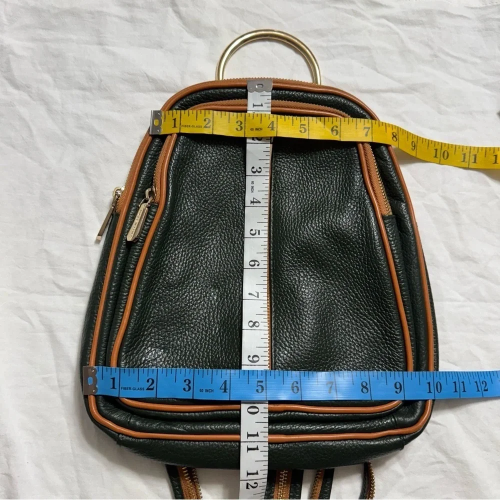 Valentina Dark Green with Brown Italian Small Backpack