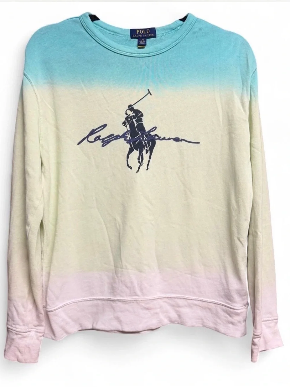 Ralph Lauren Aqua-to-Cream Gradient Logo Sweatshirt