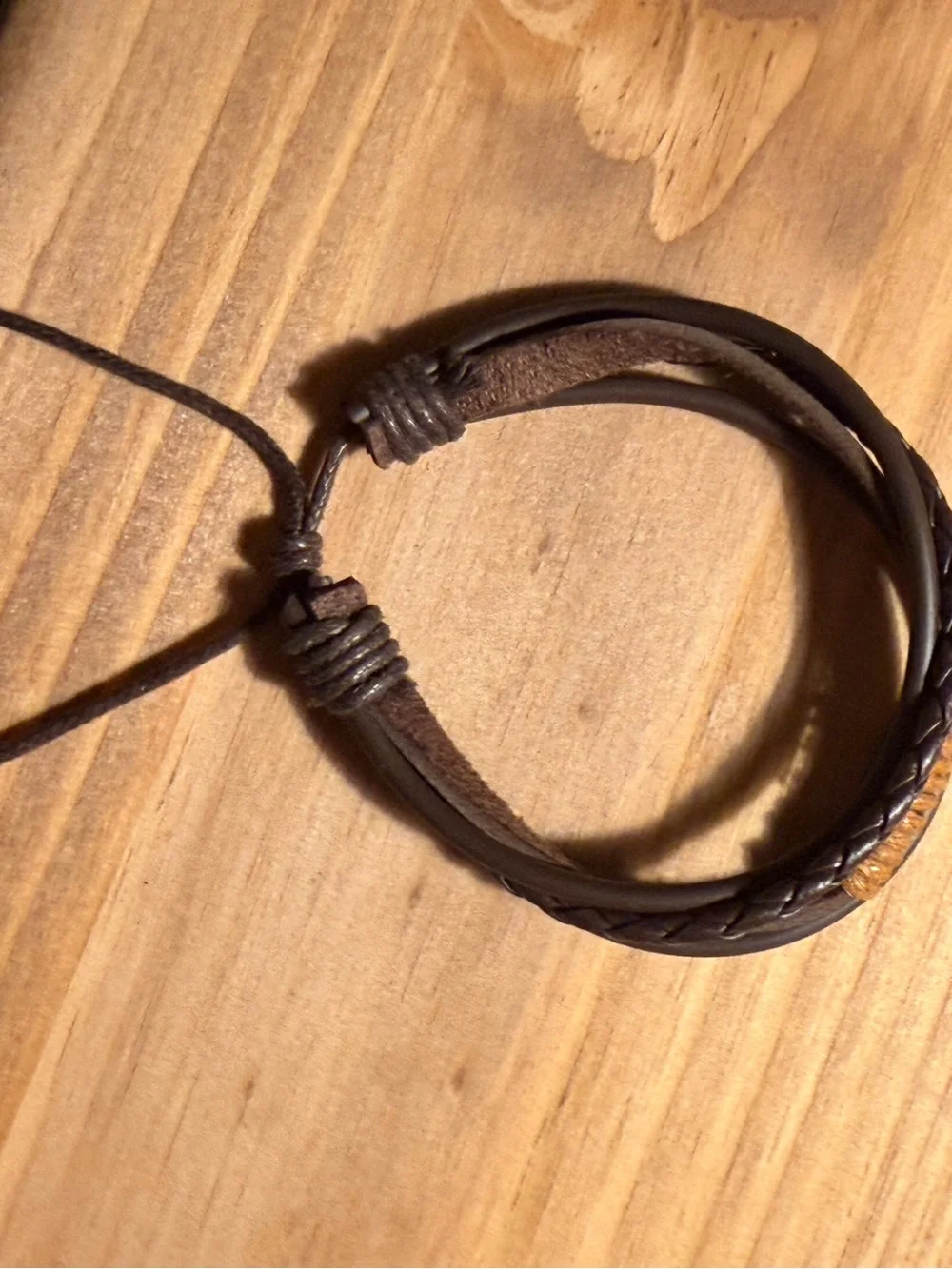 Brown Leather Multi-Strand Wrap Bracelet with Tan Accent NWOT