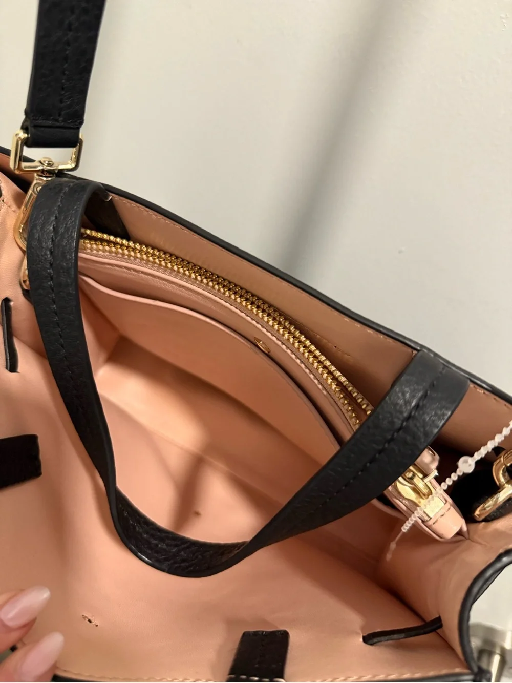 kate spade Black Pebbled Leather Satchel with Gold Accents