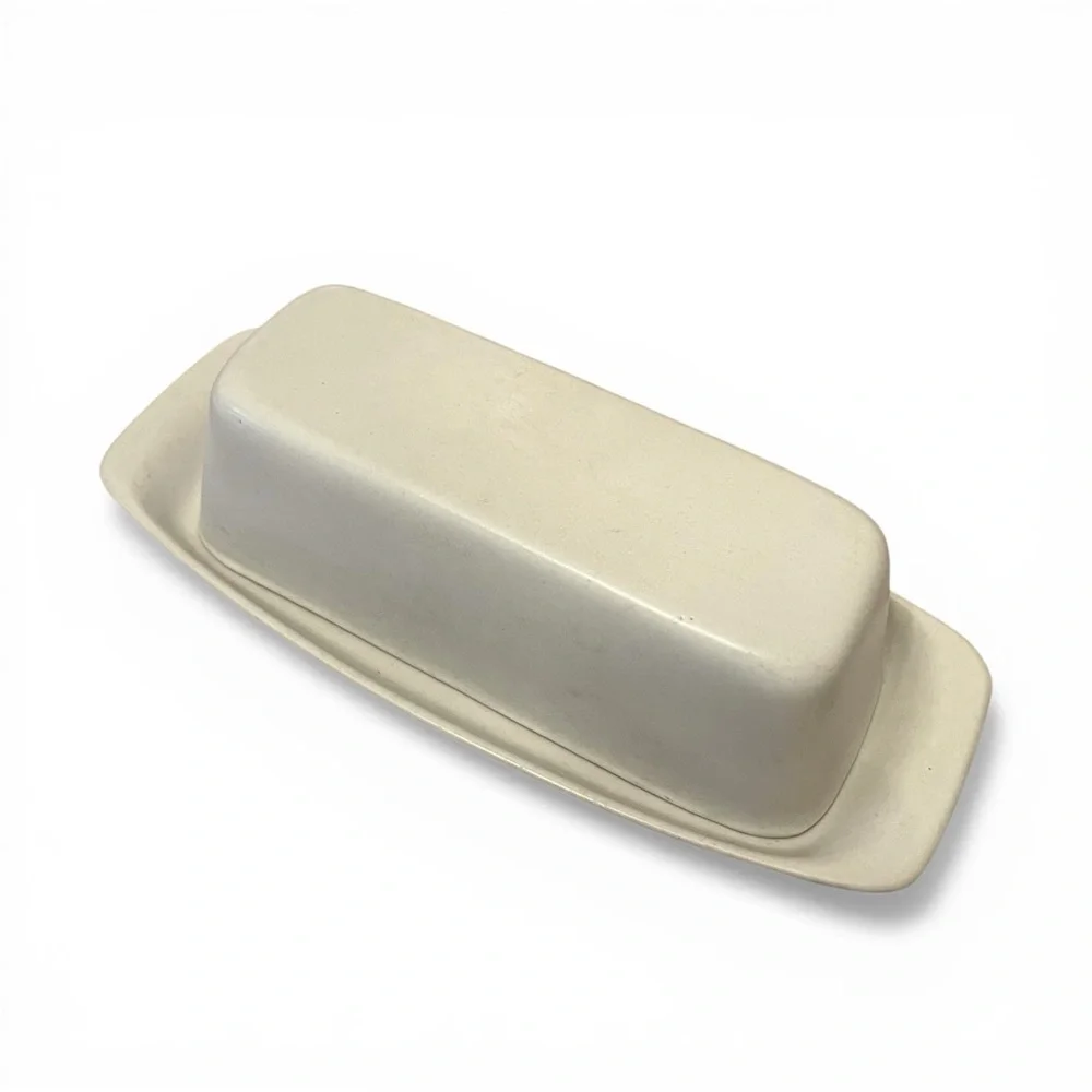 VINTAGE Bennington Potters 1683 White Butter Dish David Gil MCM Vermont