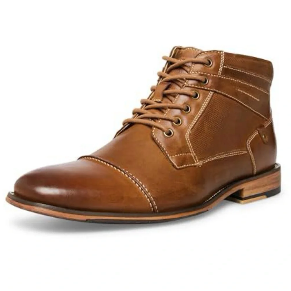 Steve Madden 16 Men’s Dark Tan Jotter Tan Leather Combat Boots