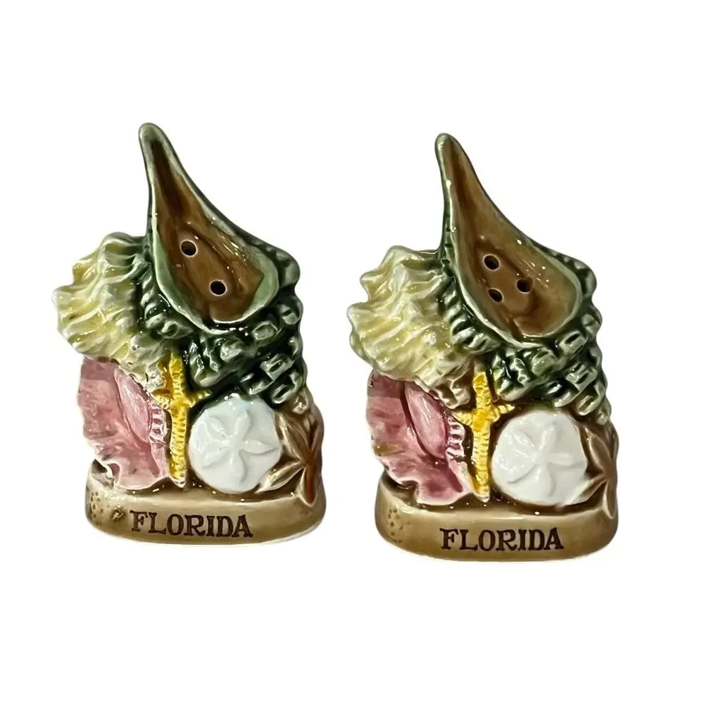 Vintage Florida Seashell Salt Pepper Shakers Made in Japan Coastal‎ Beach Decor