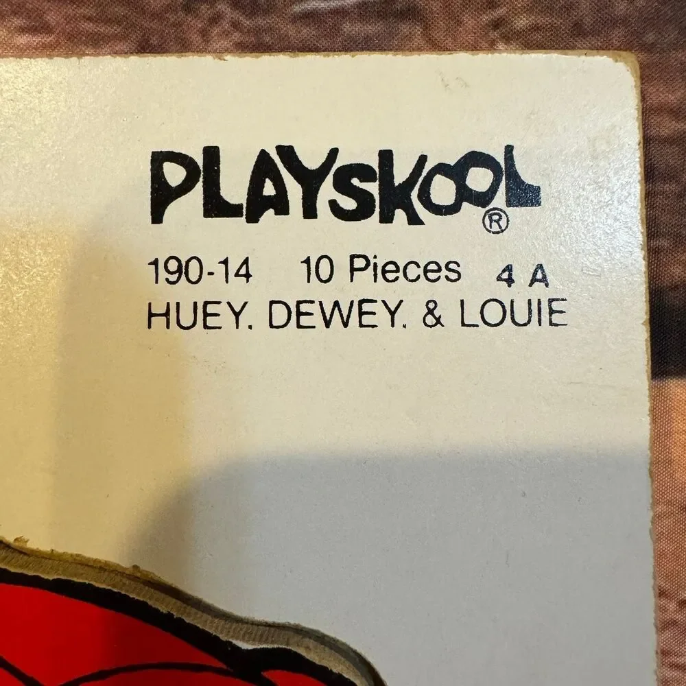 Vintage Playskool Disney Huey Dewey Louie Wooden Puzzle 10 Pieces USA Duck