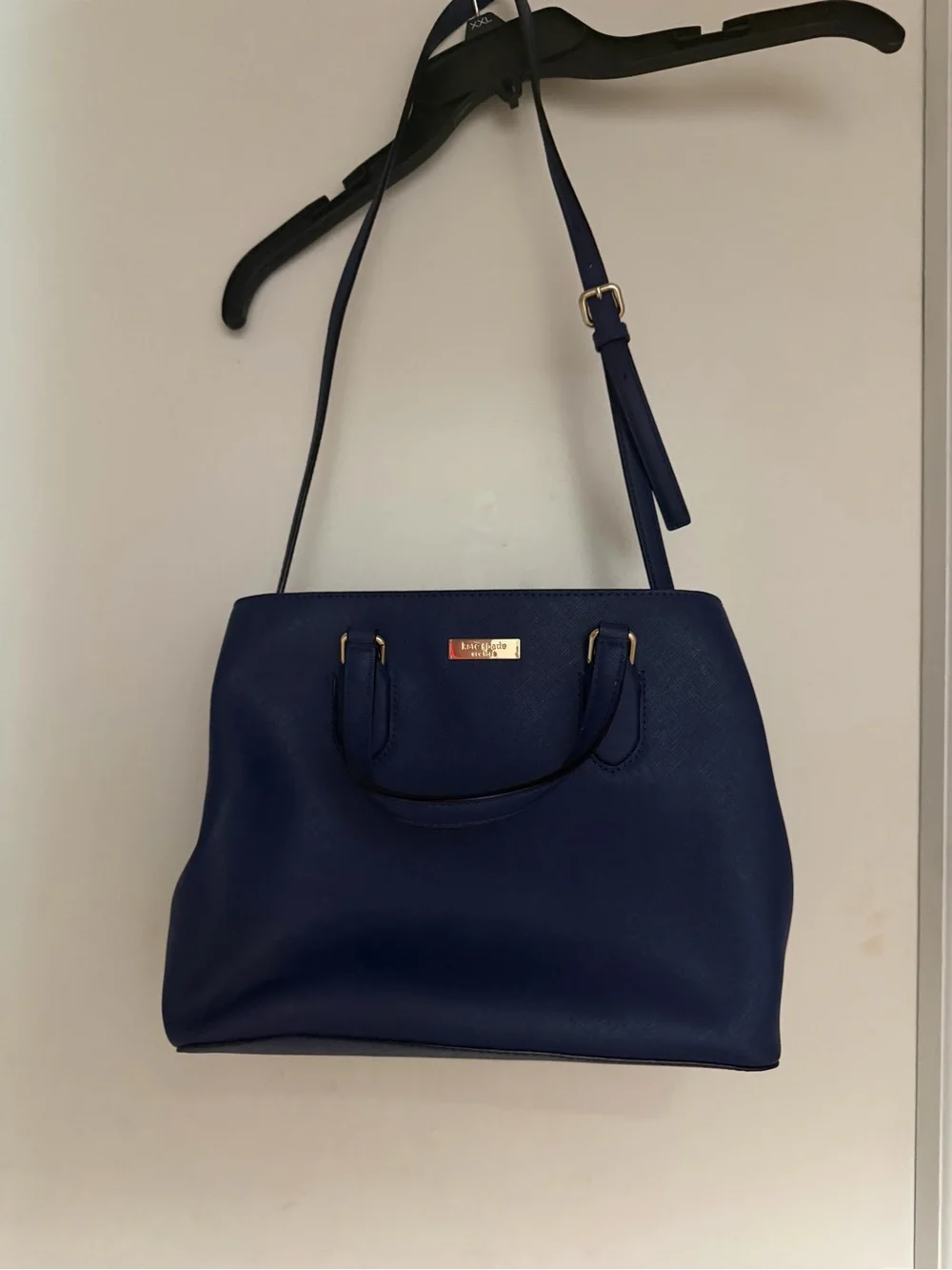 kate spade navy saffiano satchel with gold hardware