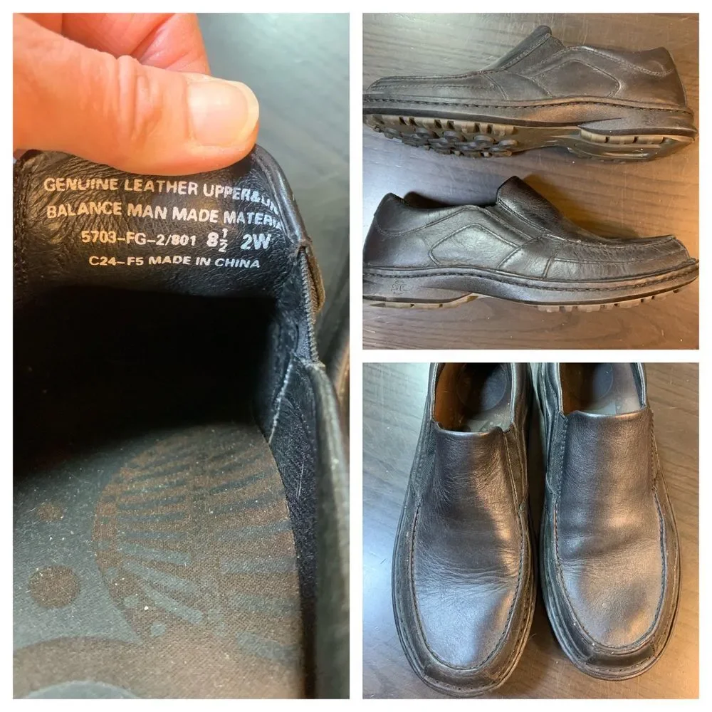 Streetcars Slip On Loafer Black Leather‎ Comfort Shoes Mens Sz 8.5 2W Basic Dad