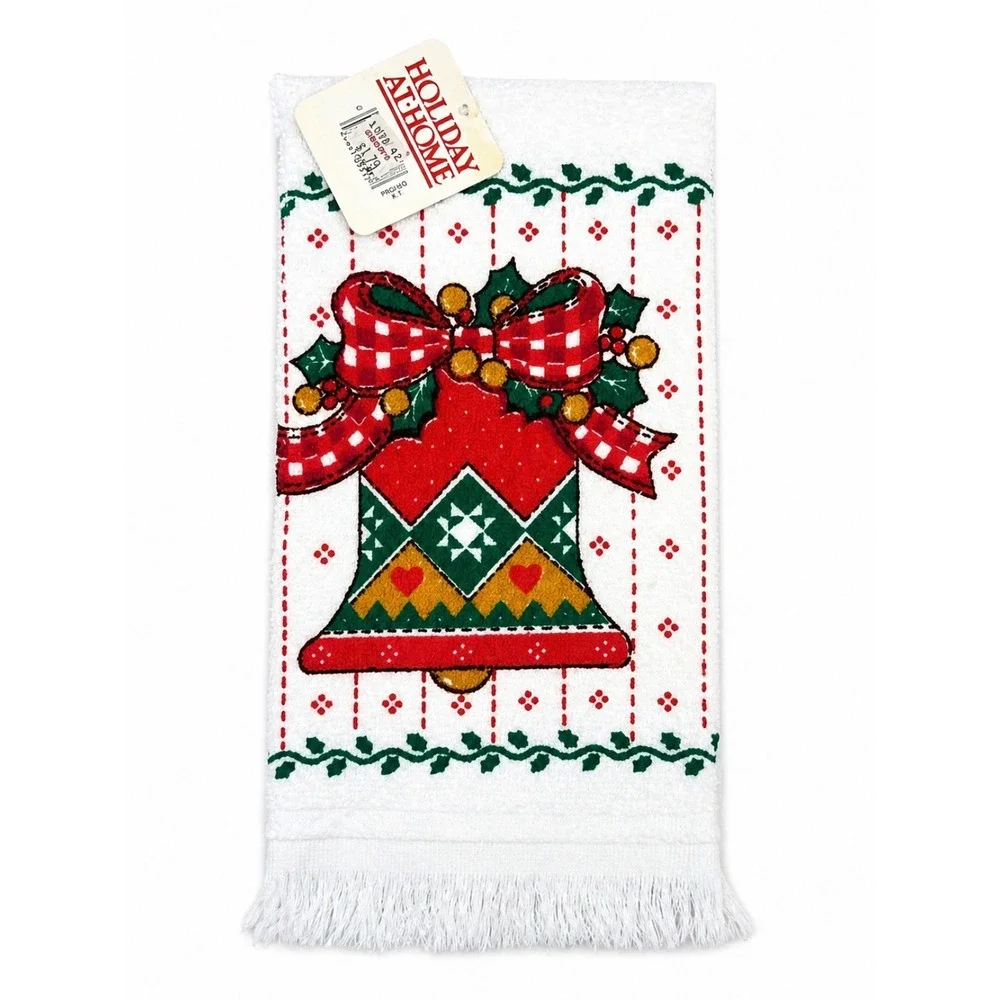 VTG Christmas Kitchen‎ Towel Made in USA Holiday At Home NOS Cottagecore