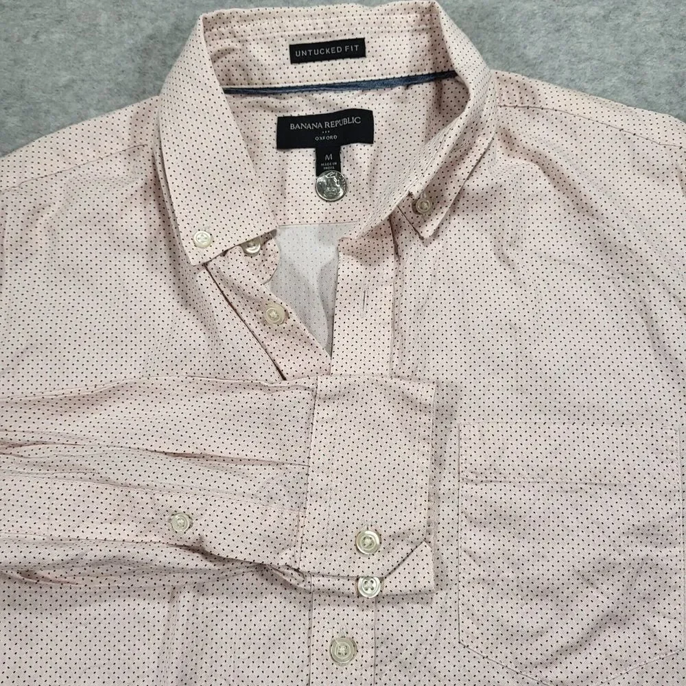 Banana Republic Mens‎ Medium Pink Untucked Fit Oxford Long Sleeve Shirt