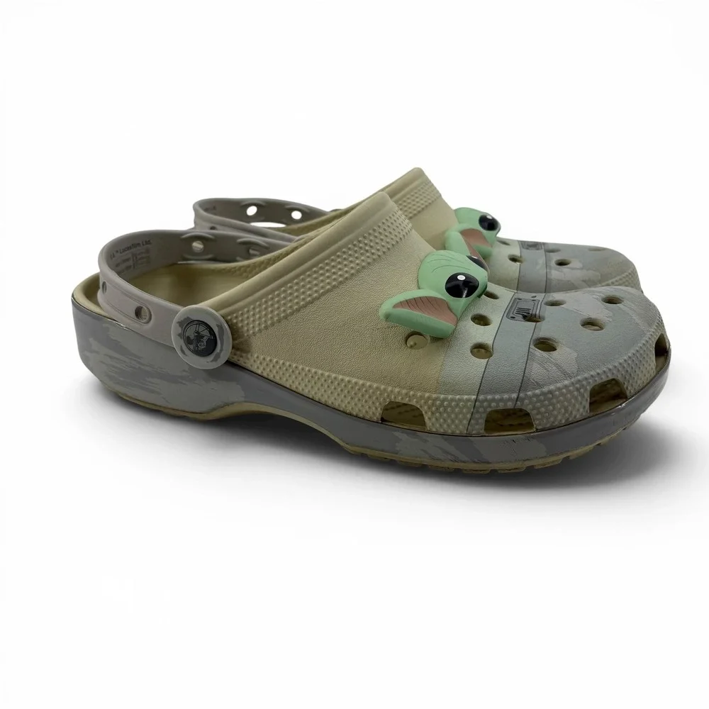 Crocs Star Wars The Mandalorian Grogu Baby Yoda Clogs Tan Grey‎ Mens 9 Womens 11