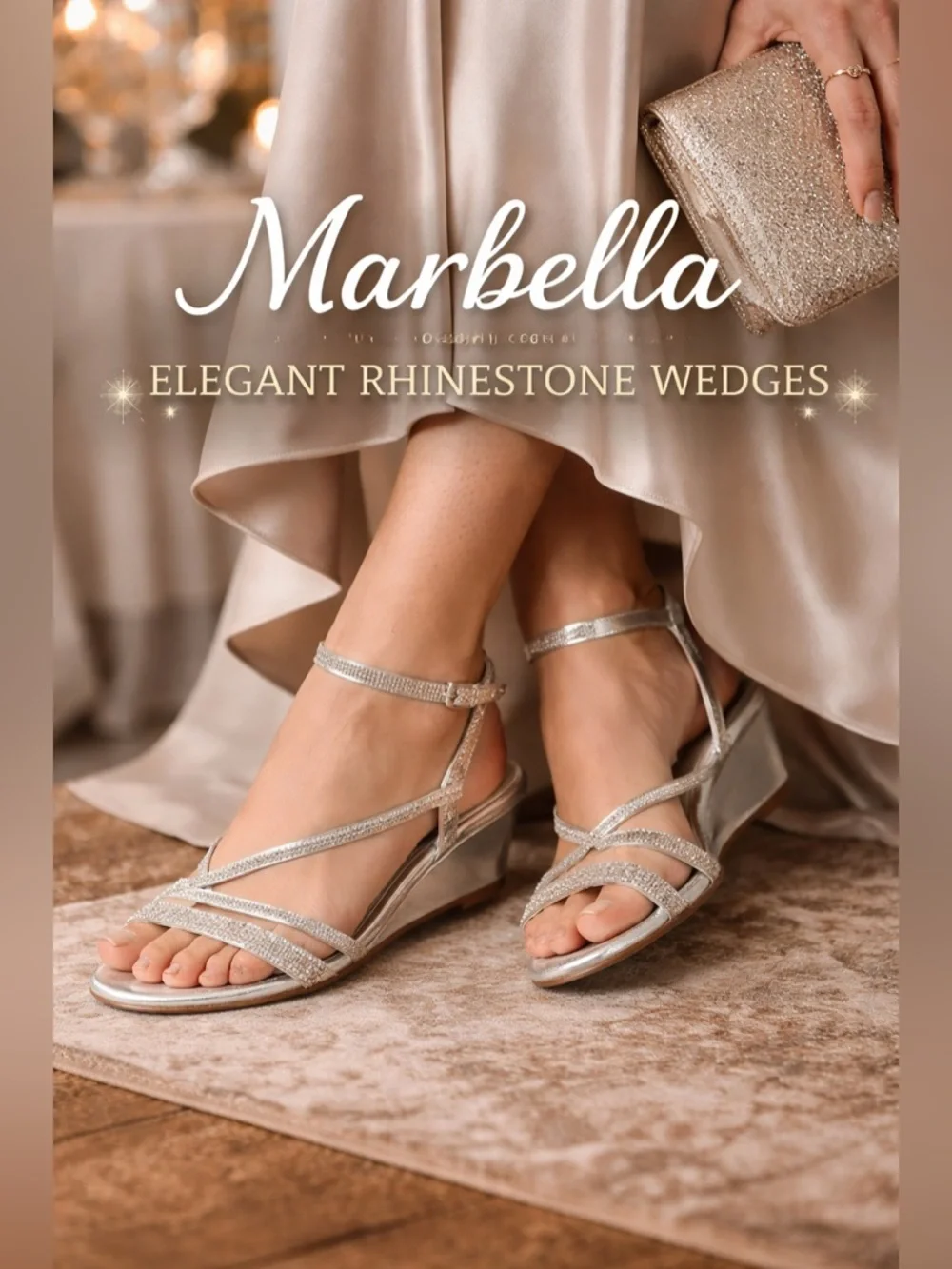 Marbella Rhinestone Wedges - Silver