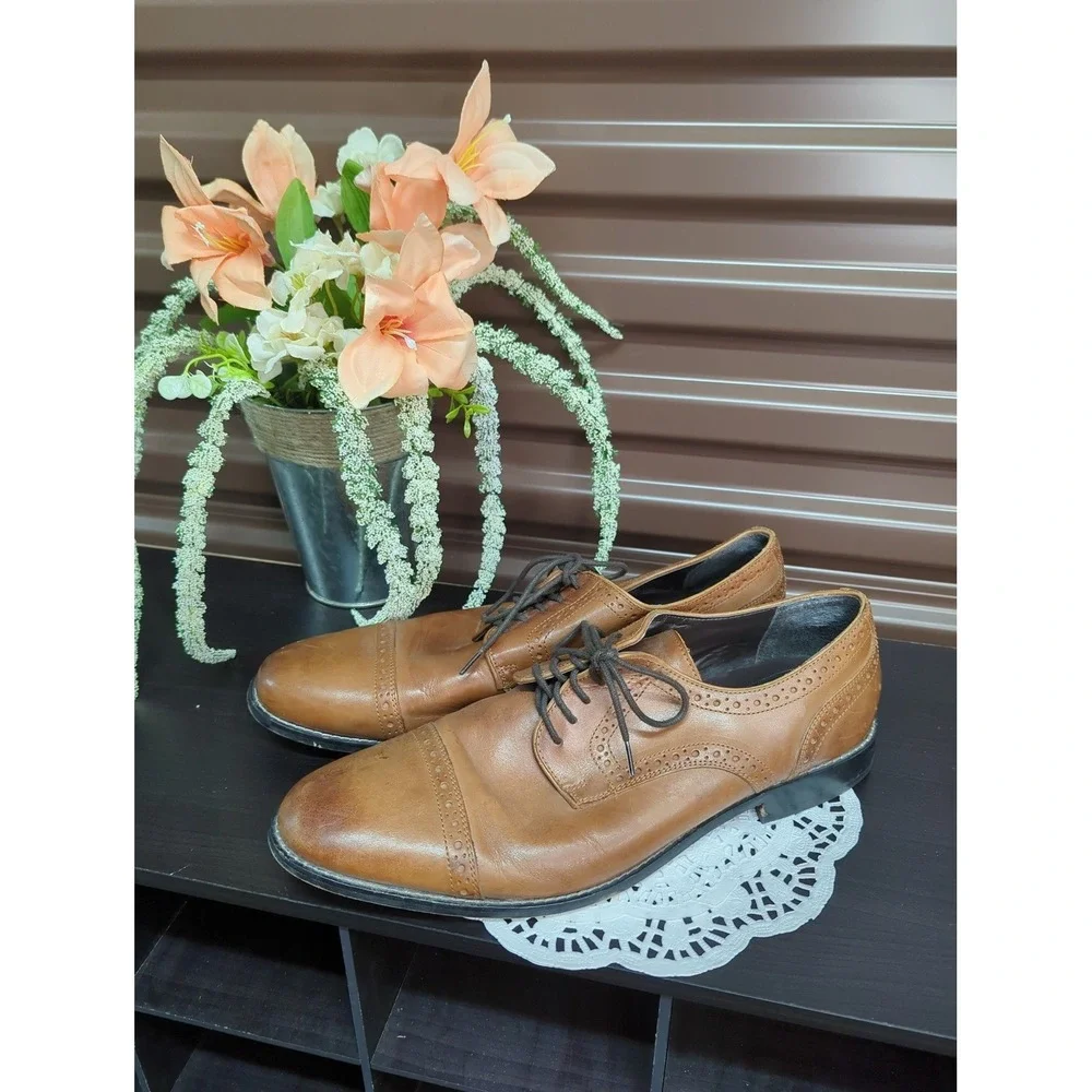 Quiet‎ Luxury Business Casual Cognac Leather Oxford Shoes Nunn Bush Size 13