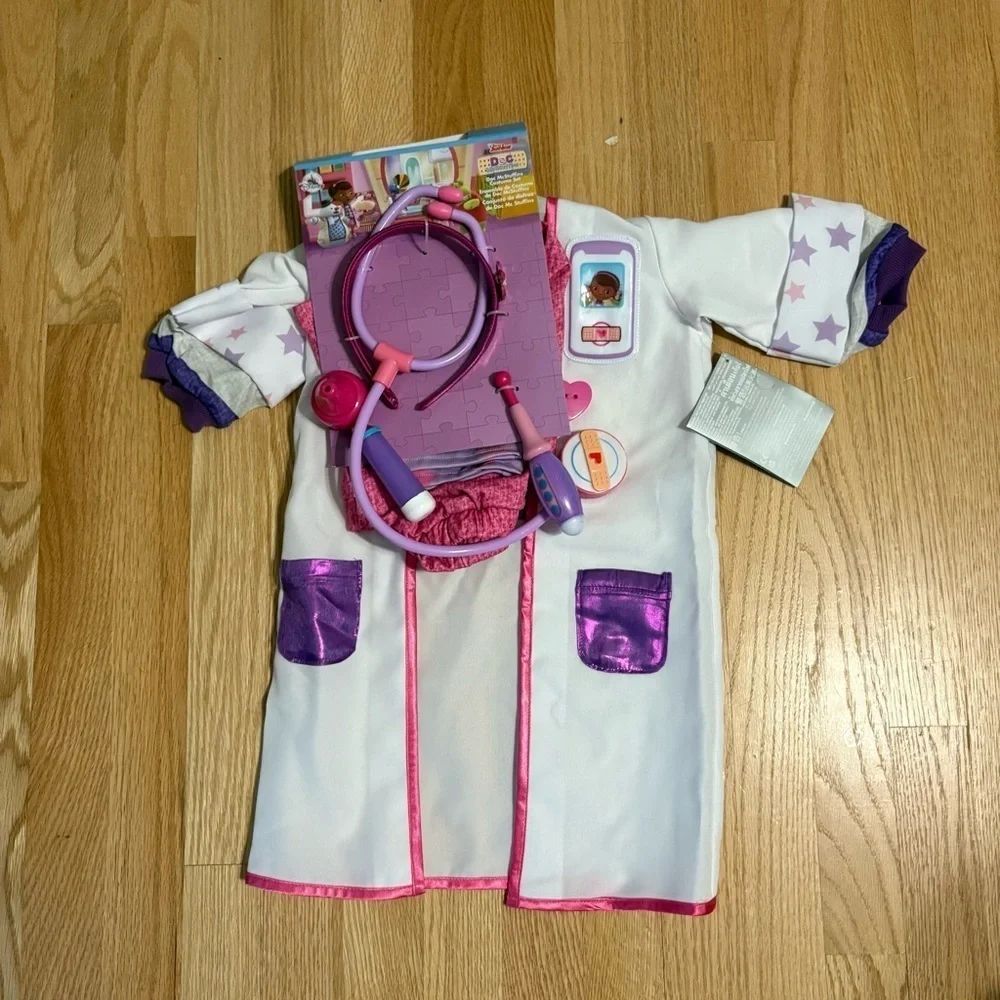 Disney Doc Mcstuffins Doctor Costume NEW Sz 3 W/ Stethoscope Tools Halloween