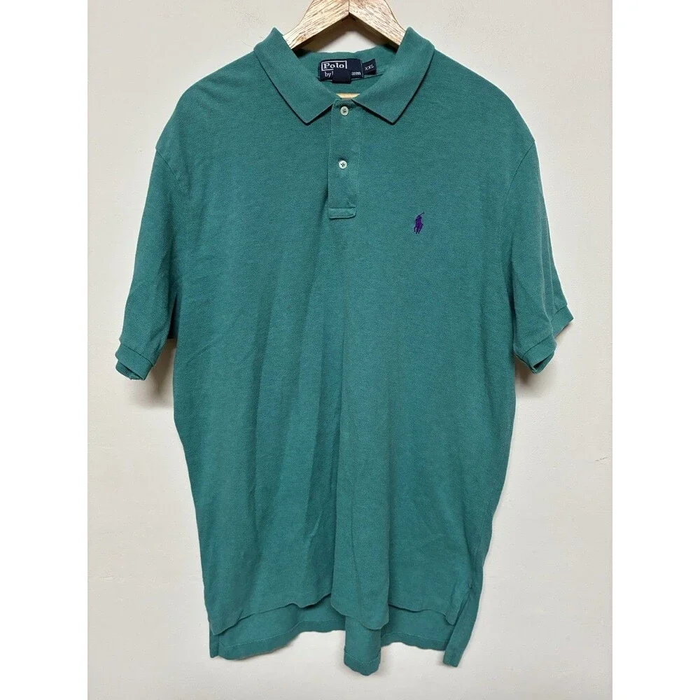 Polo Ralph Lauren Teal With Purple Logo 2XL Short Sleeve Cotton Polo Casual