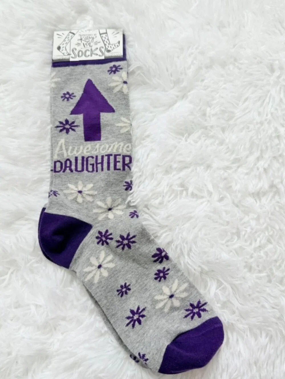 NWT Novelty Daughter Gift Socks Purple Floral Women’s One Size