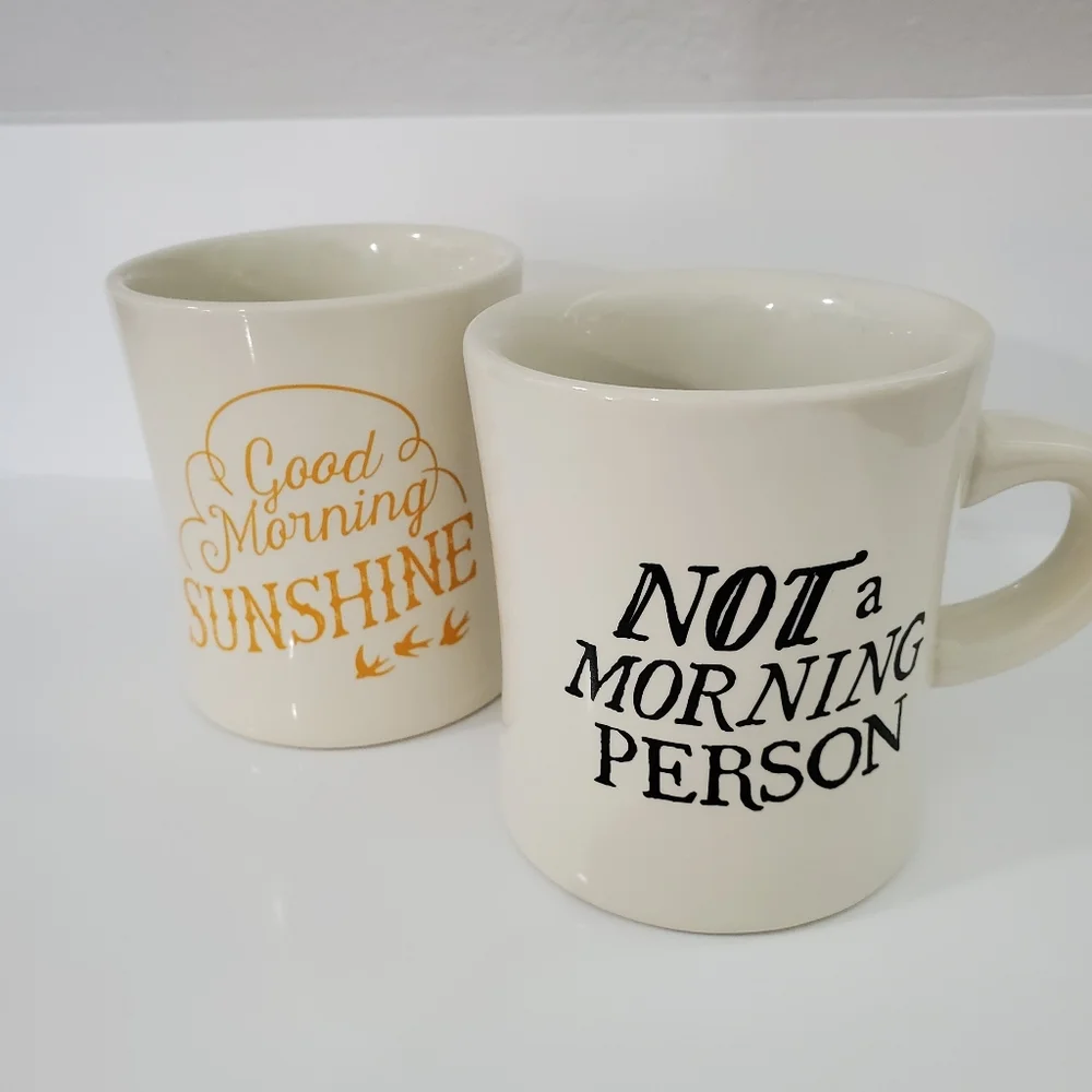 Funny Coffee Mug Set Good Morning Sunshine Not a Morning Person Pair Gift