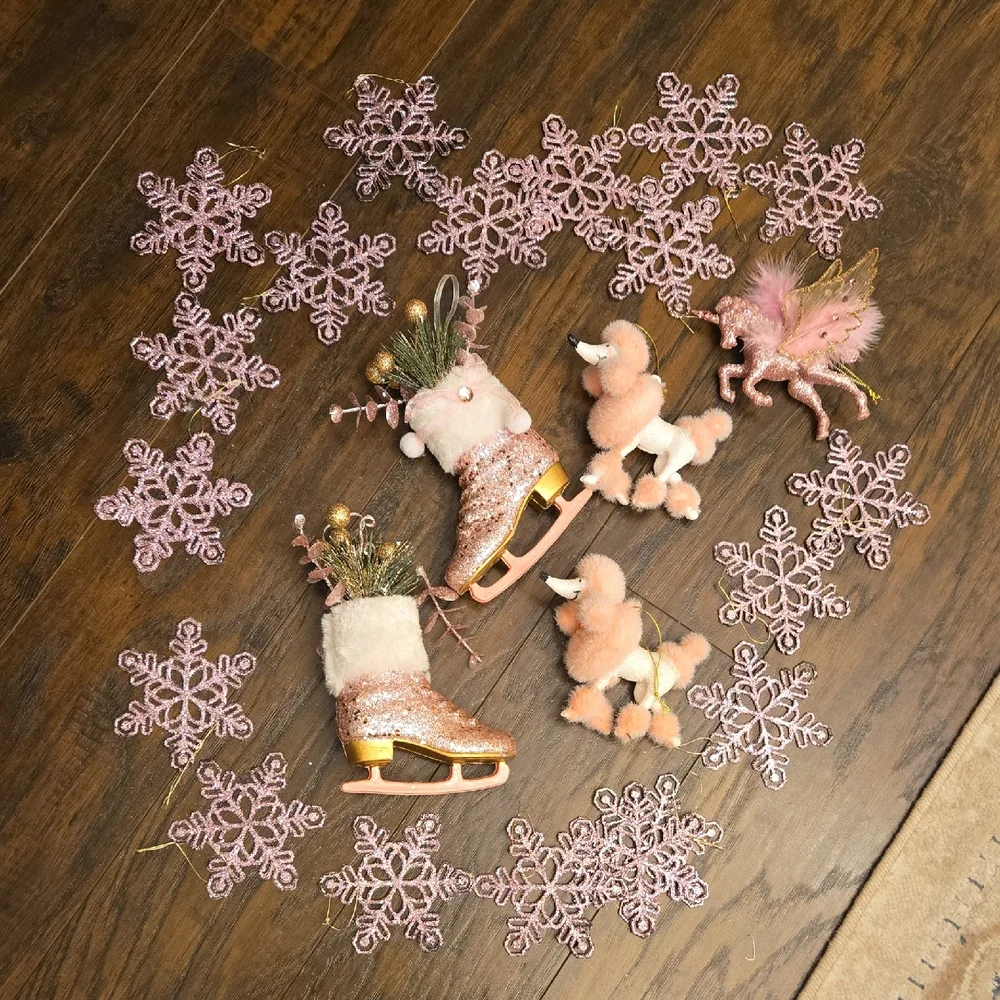 Pink Ice Skates with Unicorn and Poodle Set