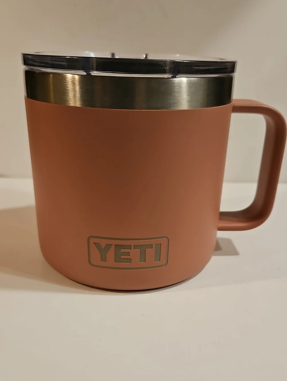 Yeti 14 Oz. Dusty Rose Rambler stainless steel travel mug.