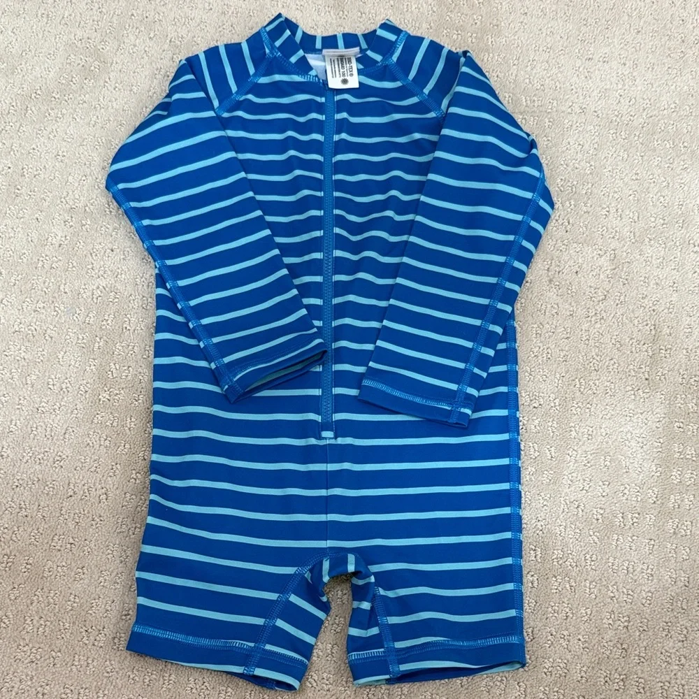 Hanna Andersson Blue Stripe Kids One-Piece Swimsuit