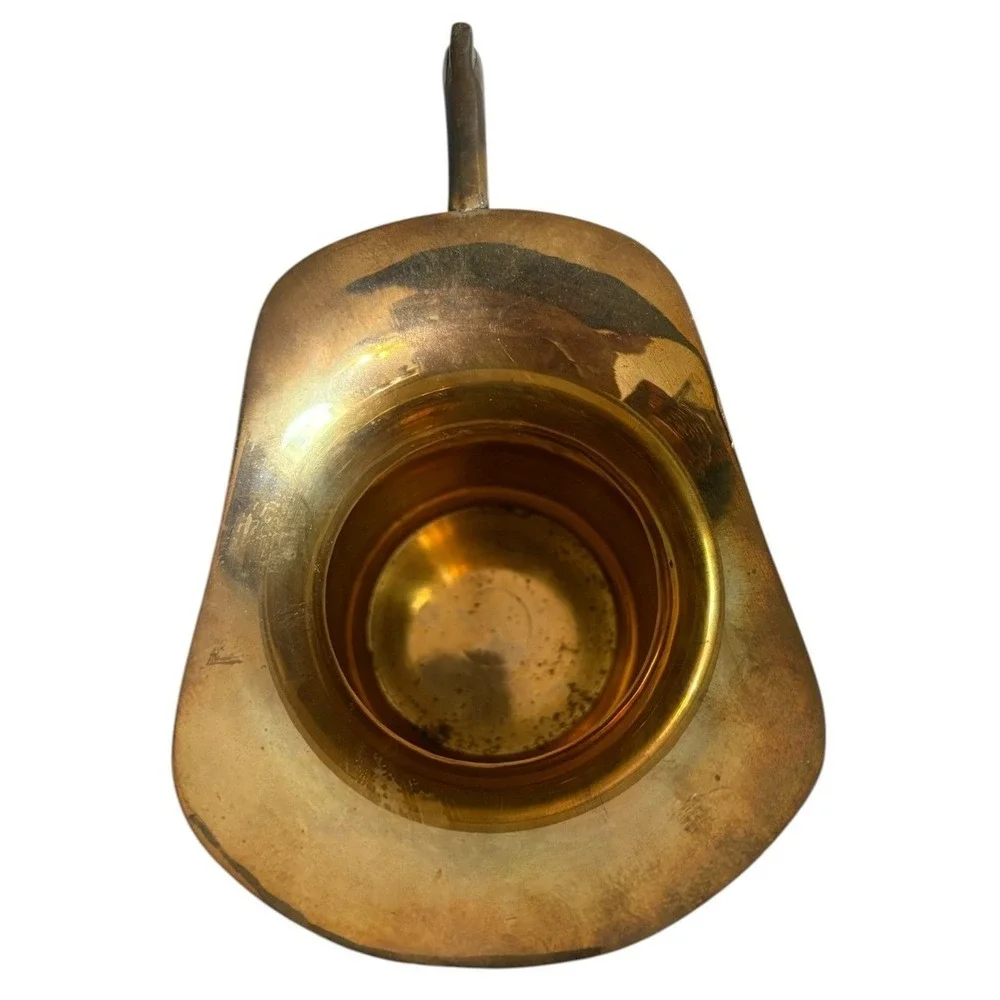 Vintage Brass Pitcher Made in India Aged Patina Decorative Metal Vase 5.75