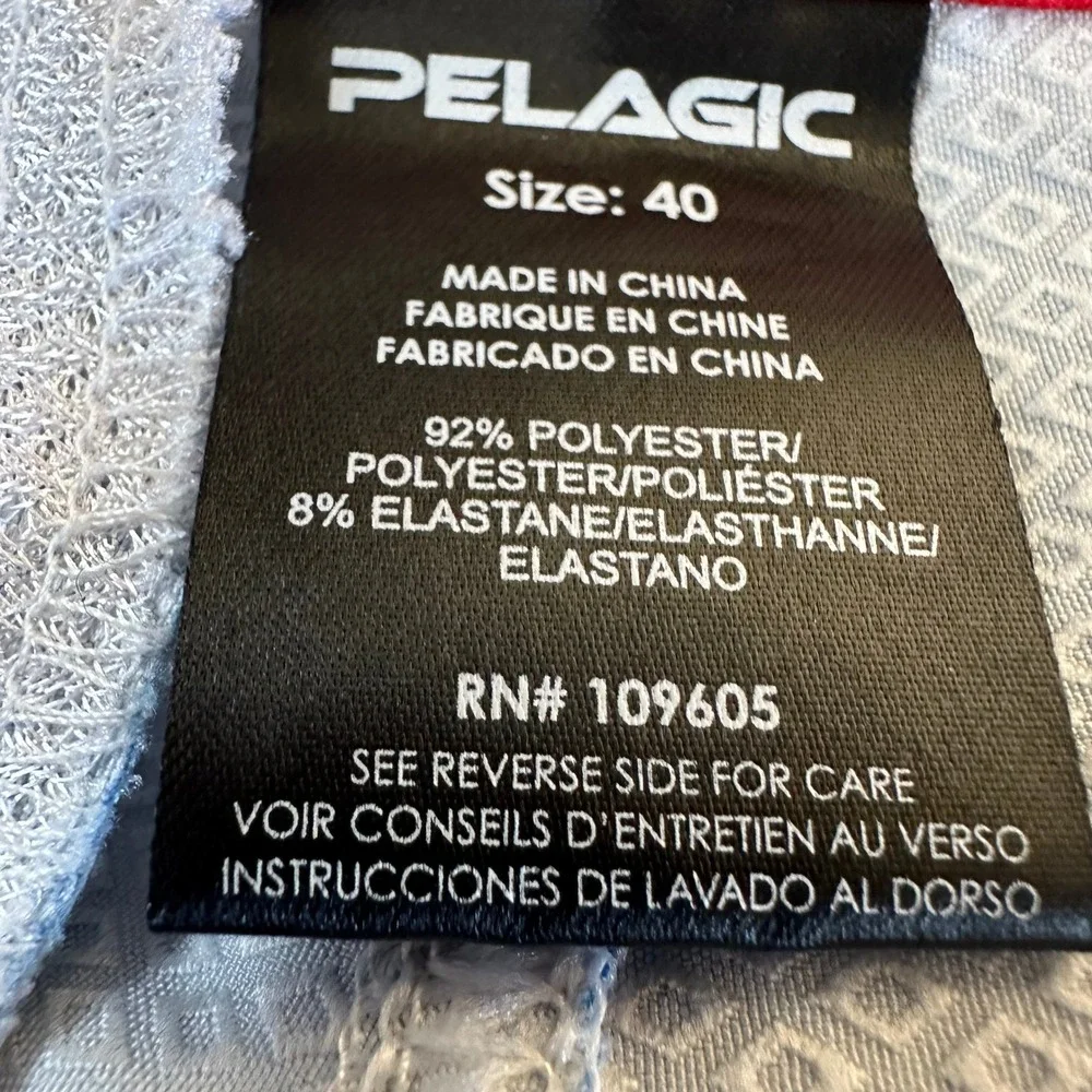 Pelagic Mens Sharkskin Boardshorts American Flag Fish Camo Blue Red White 40