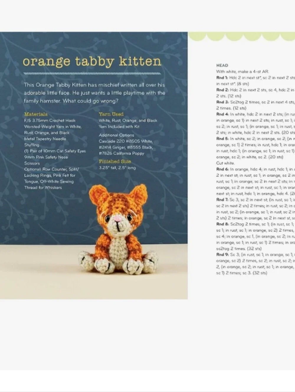 Crochet Cats Kit - Orange and Cream Amigurumi Cats Perfect Gift Cat Lover Projec