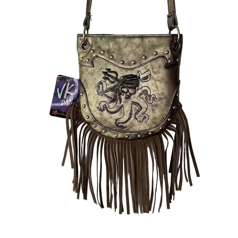 Disney Descendants 3 Uma Crossbody Purse Gold Fringe Pirate Skull Villain VK