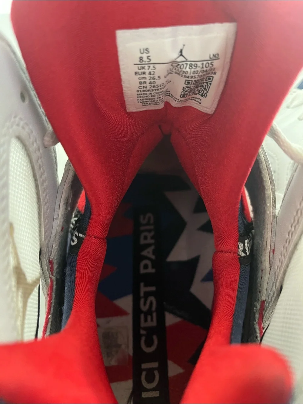 Nike Air Jordan 7 Retro BCFC PSG White University Red Men’s 8.5 CZ0789-105